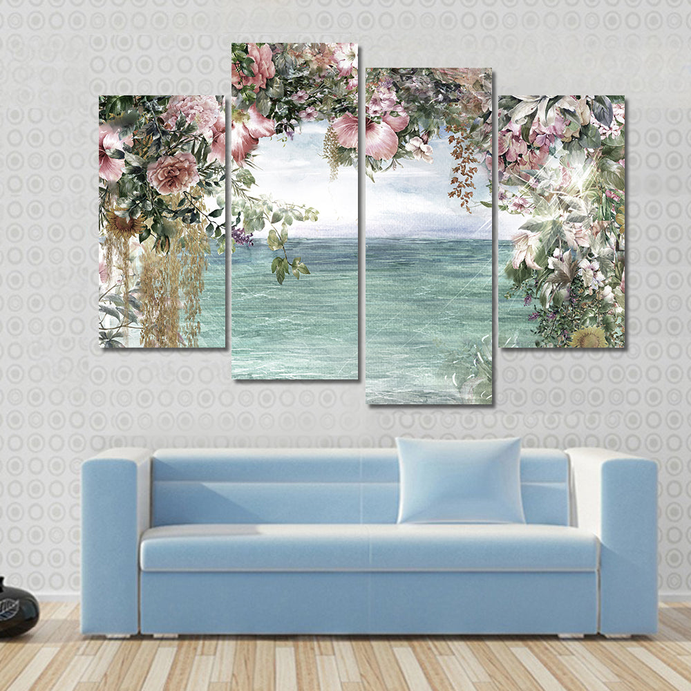 Spring Flowers by the Sea Canvas Wall Art