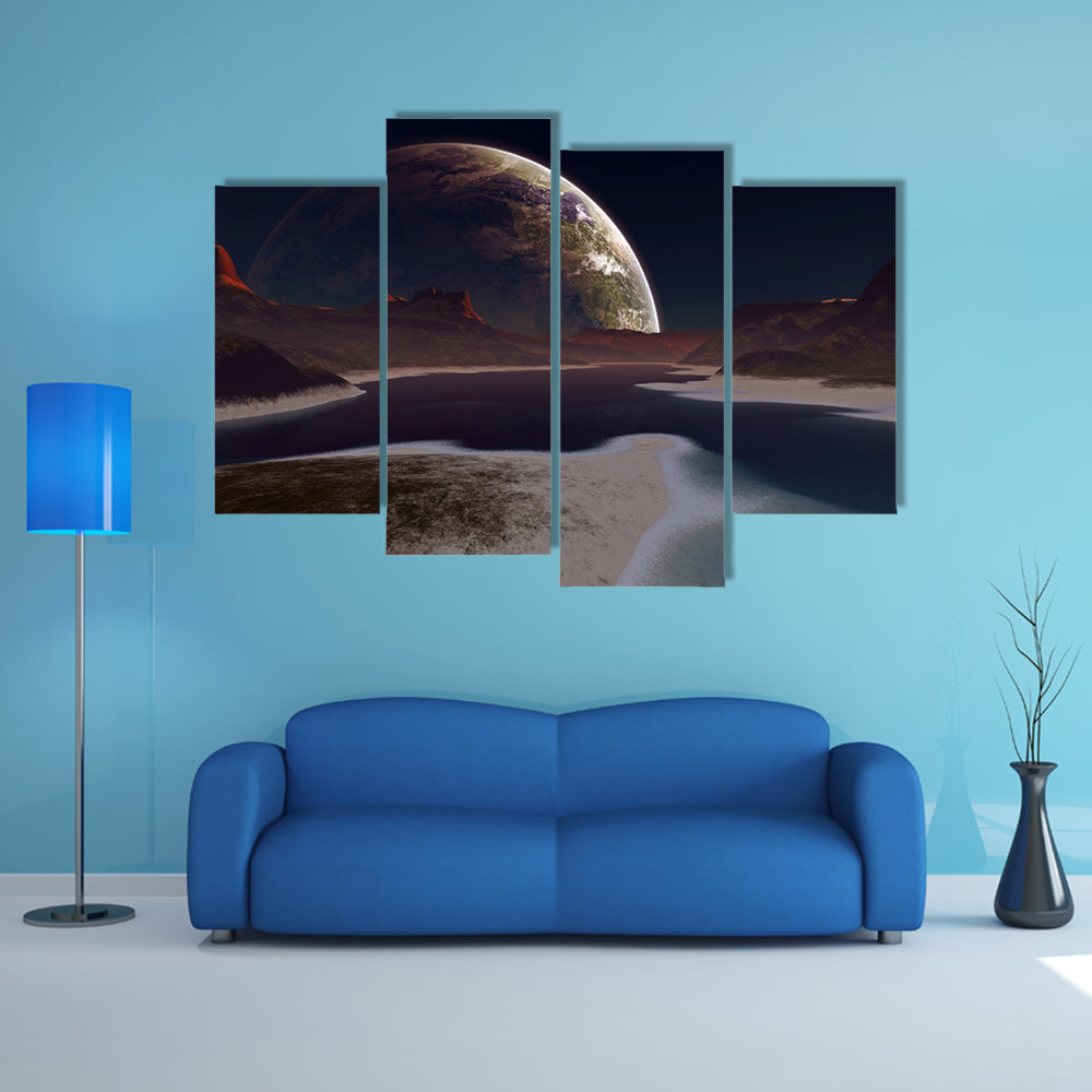 Alien Moon Rising Canvas Wall Art