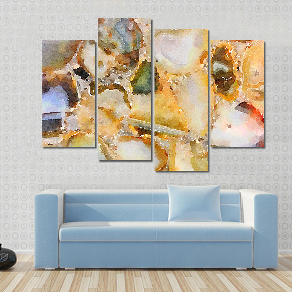 Watercolor Agate Gemstone Mosaic Canvas Wall Art