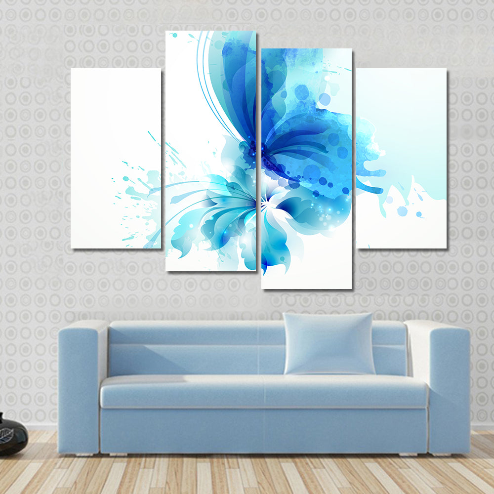 Translucent Blue Butterfly Abstract Canvas Wall Art