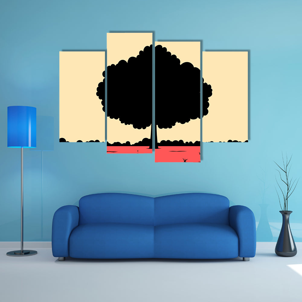 Silhouette Of Tree Canvas Wall Art