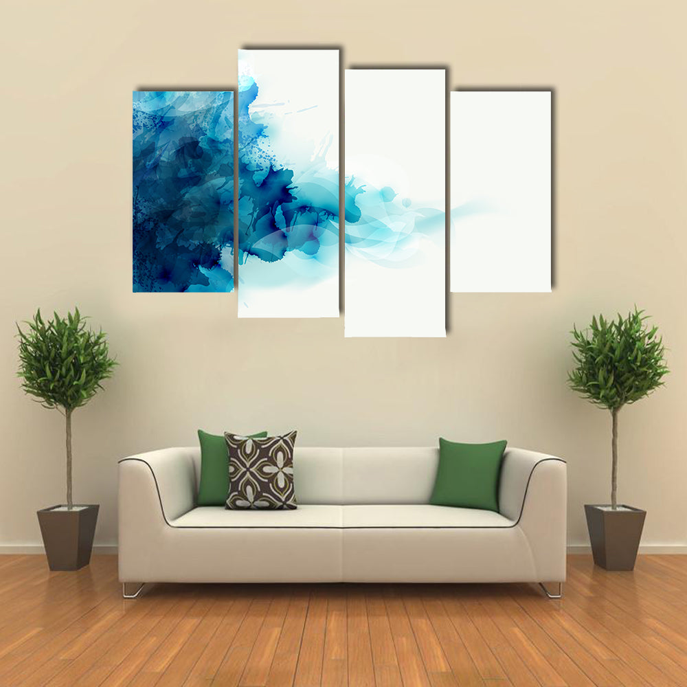 Blue Watercolor Ink Blot Canvas Wall Art