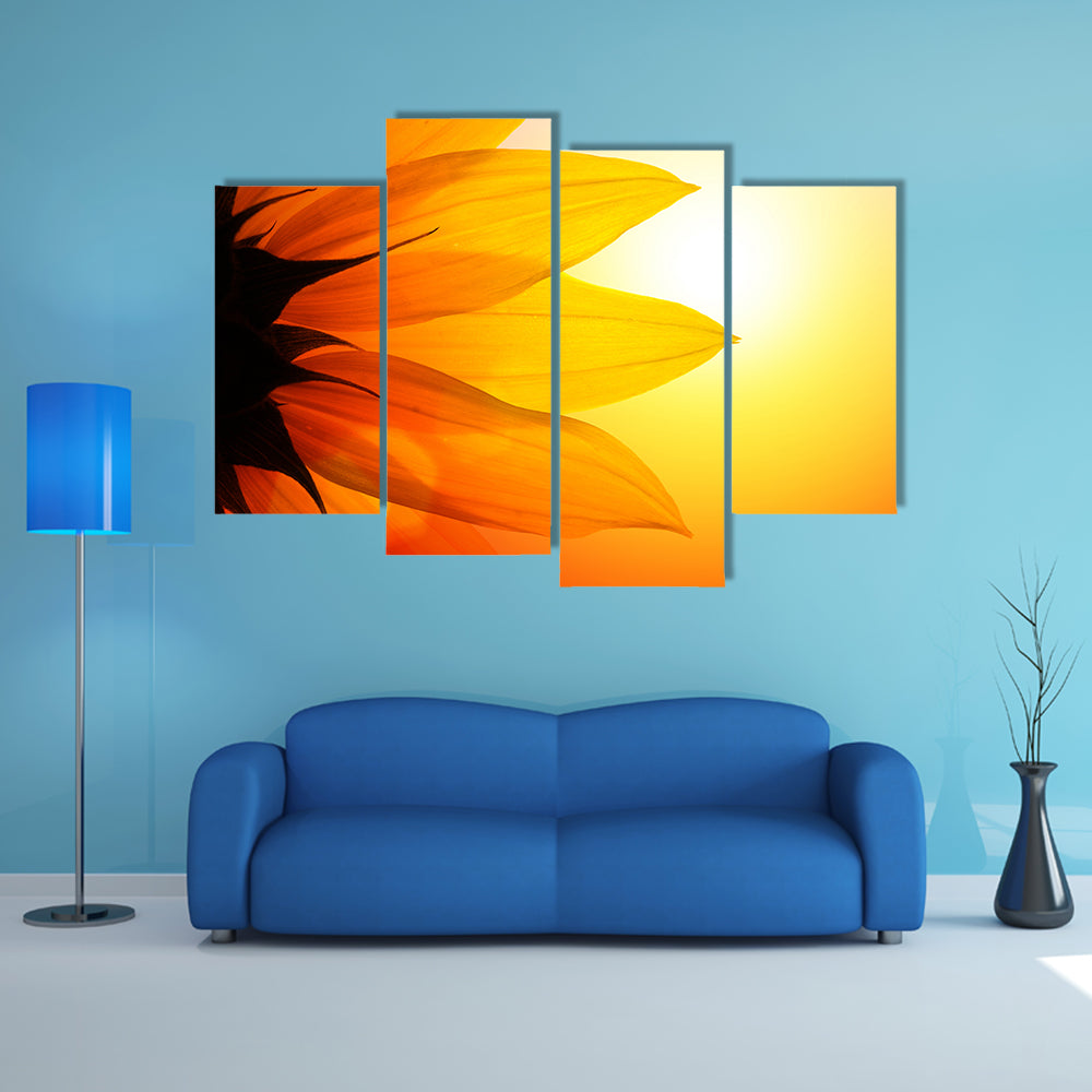 Yellow Sunflower Petals At Sunset Canvas Wall Art