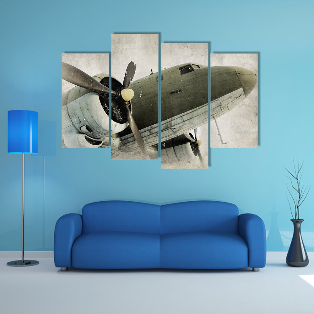 Old Propeller Airplane Canvas Wall Art