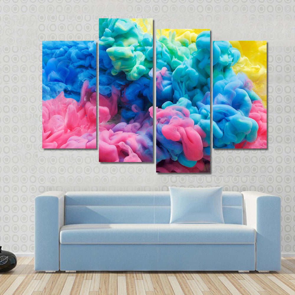Colorful Acrylic Ink Swirls Canvas Wall Art