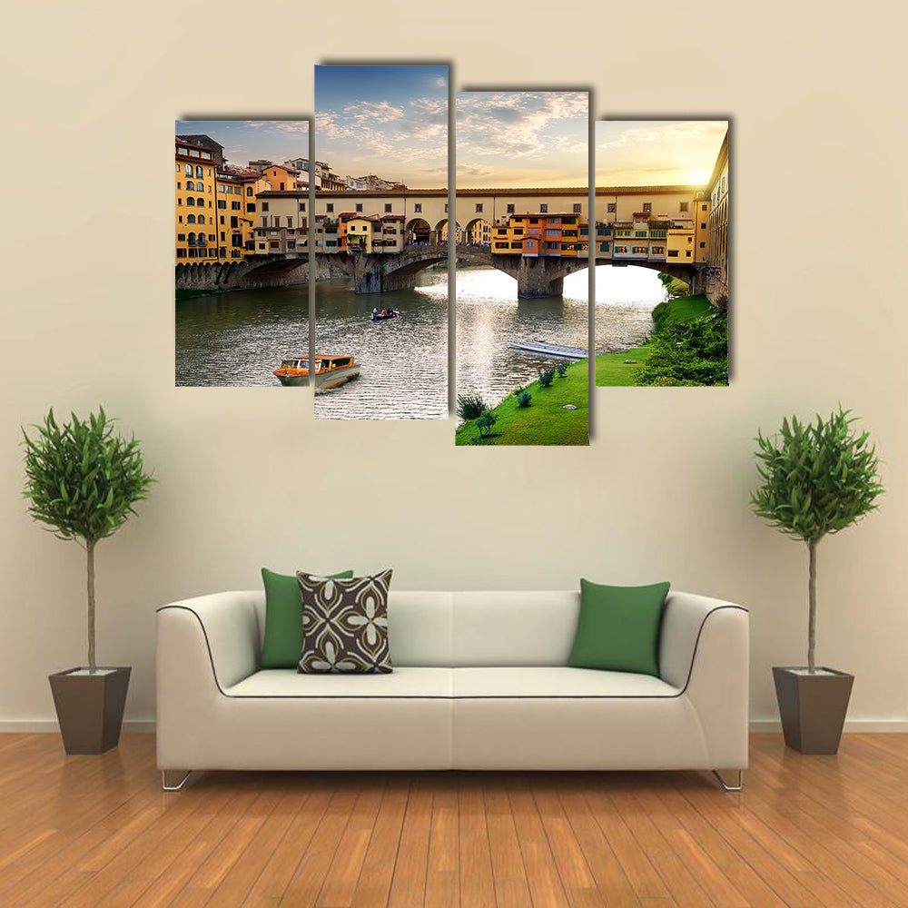 Ponte Vecchio In Florence At Sunset In Italy Canvas Wall Art
