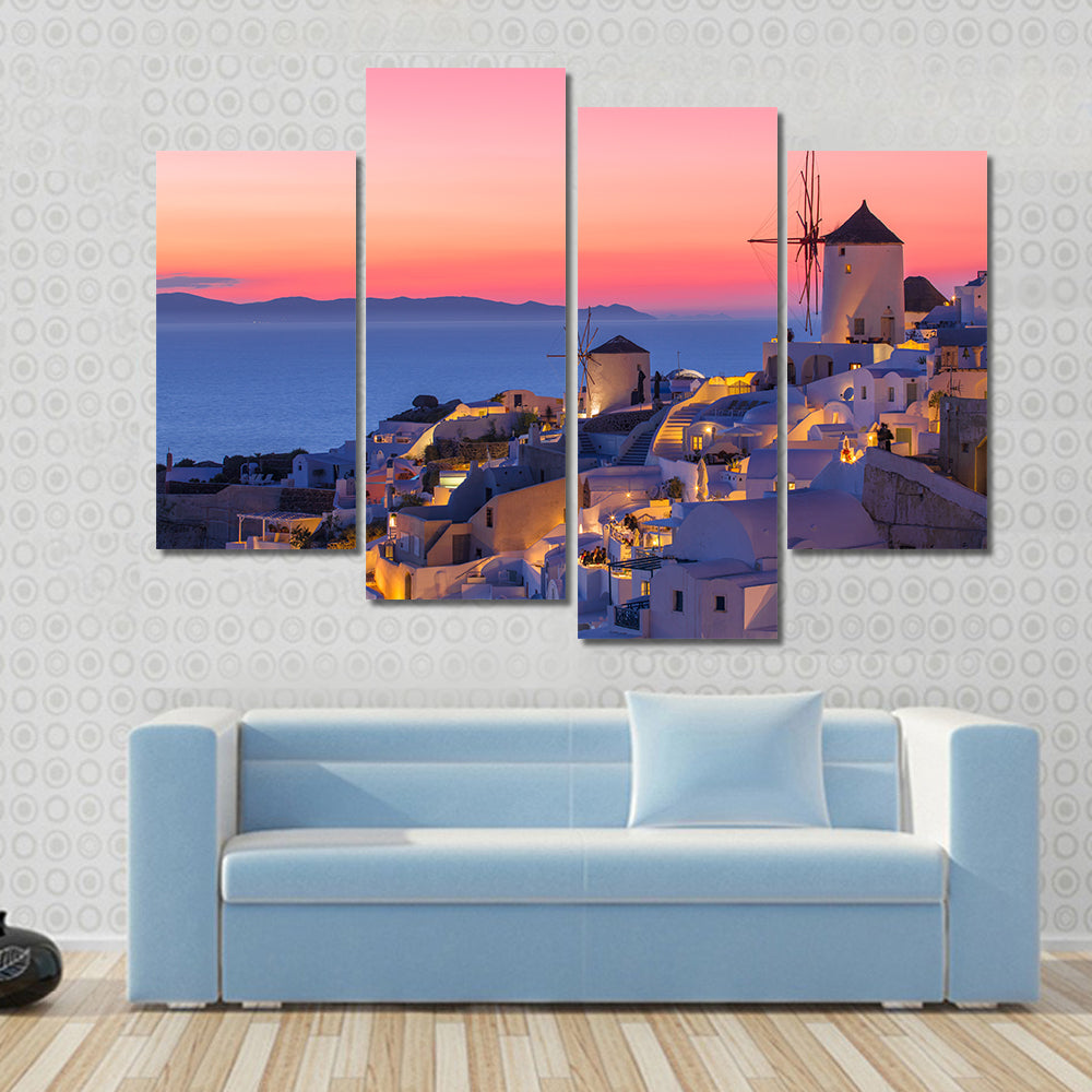 Sunset in Santorini Canvas Wall Art