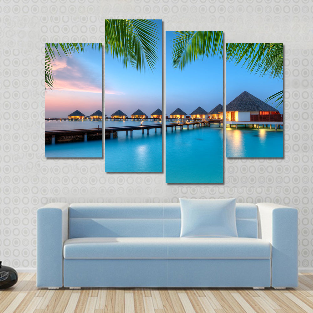 Water Villas on Maldives Resort Canvas Wall Art