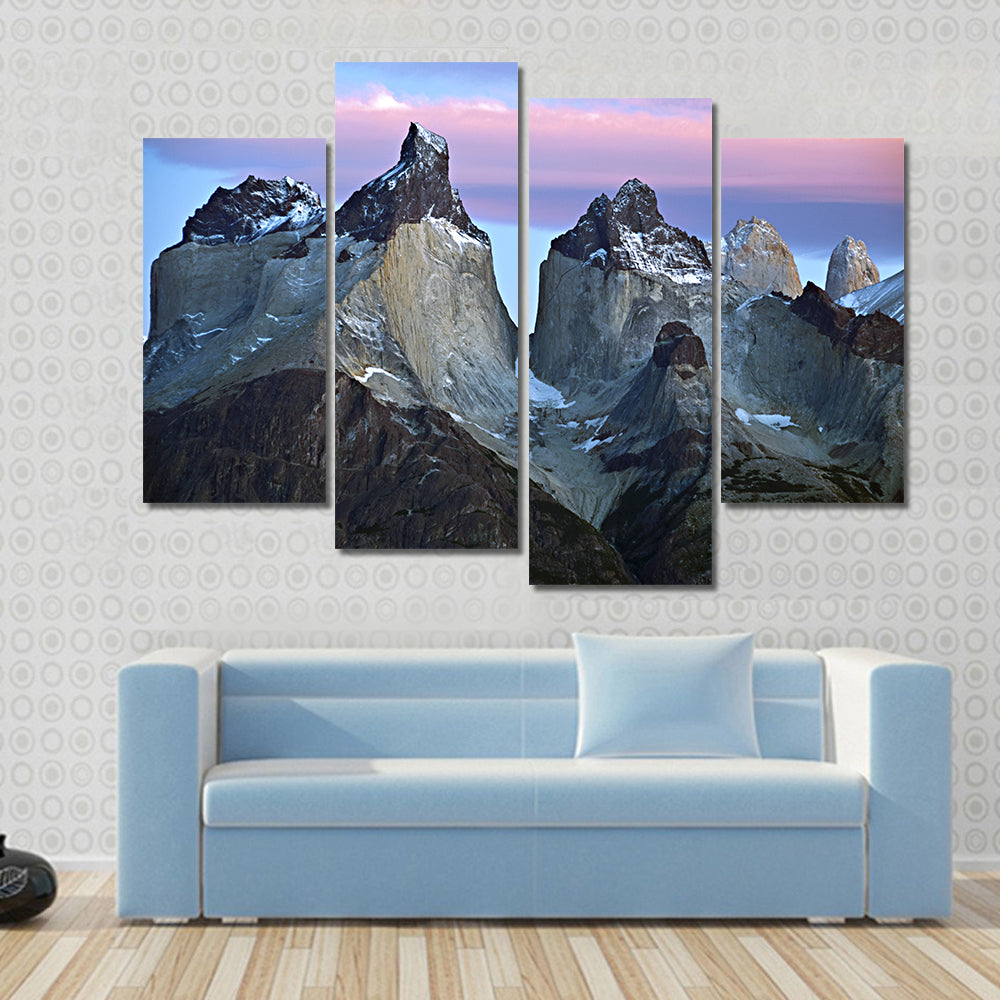 Torres Del Paine Mountain Peaks at Sunrise Canvas Wall Art