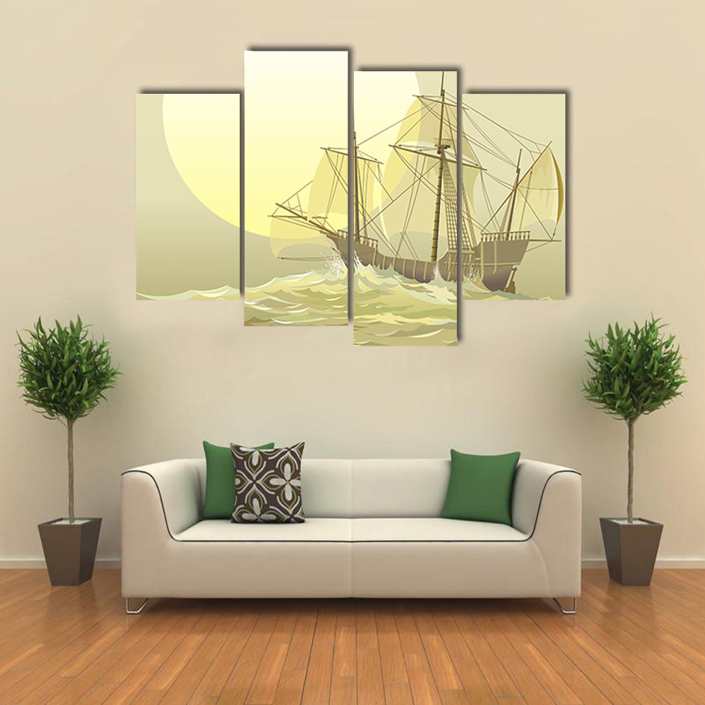 Santa Maria Caravel at Sunset Canvas Wall Art