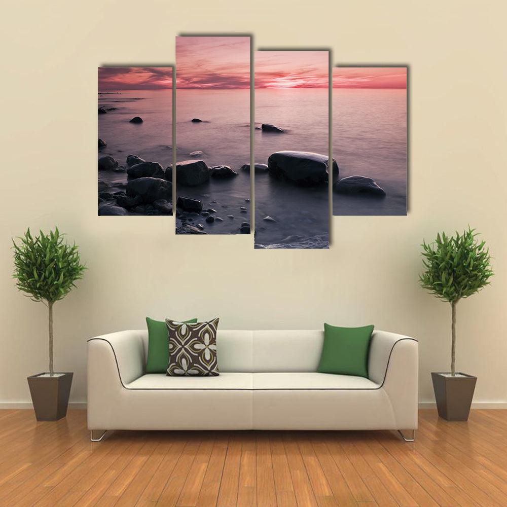 Lakeshore at Sunset in Michigan Canvas Wall Art