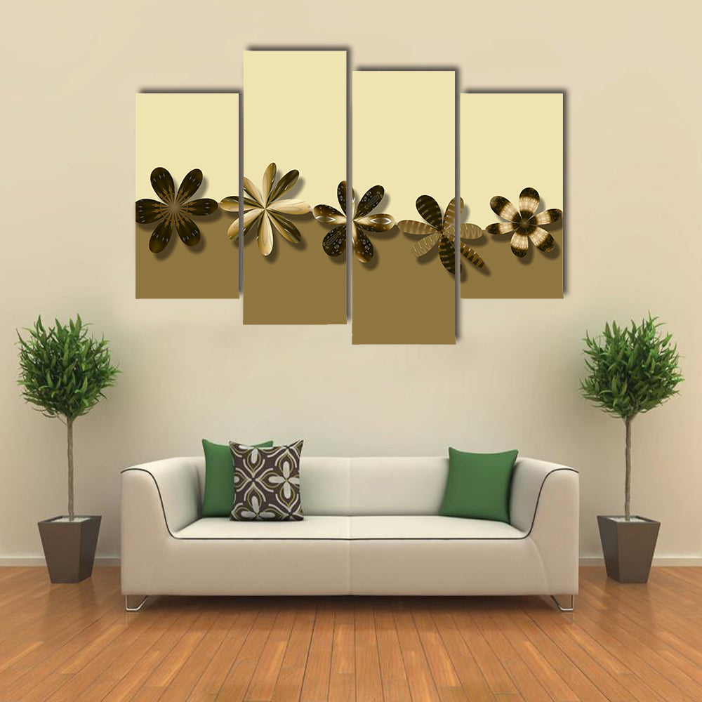 Brown Fantasy Flowers Canvas Wall Art