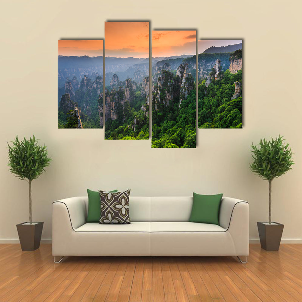 Zhangjiajie National Forest Park At Sunset In China Canvas Wall Art