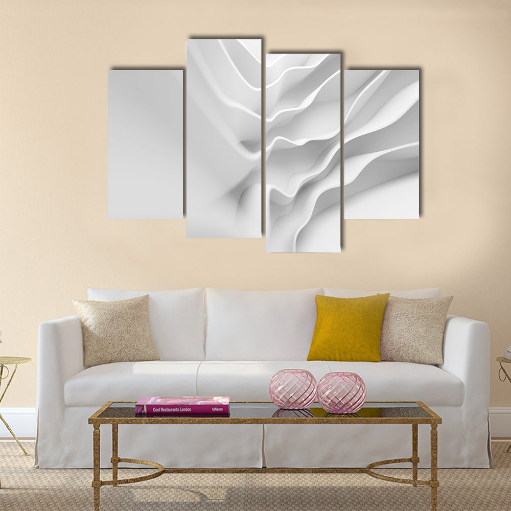 White Architectural Abstract with Layered Forms Canvas Wall Art