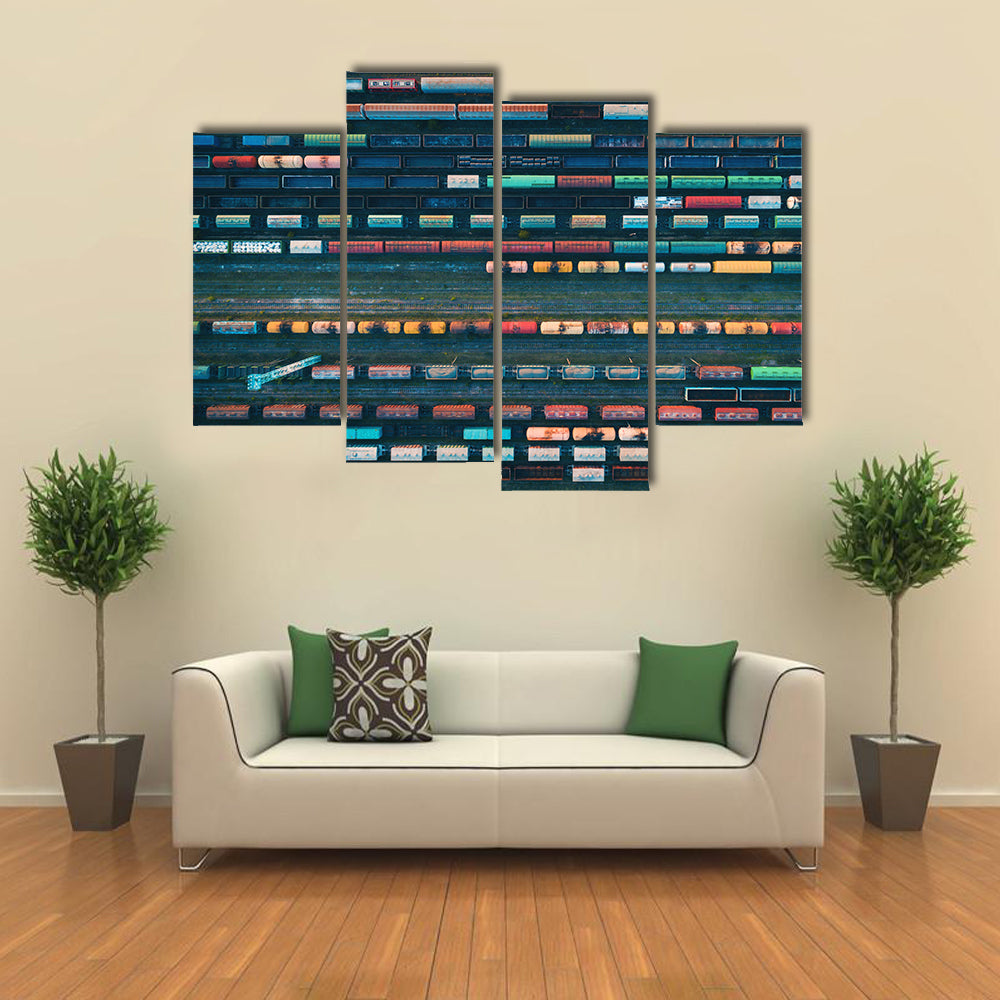 Cargo Trains Close Up Canvas Wall Art