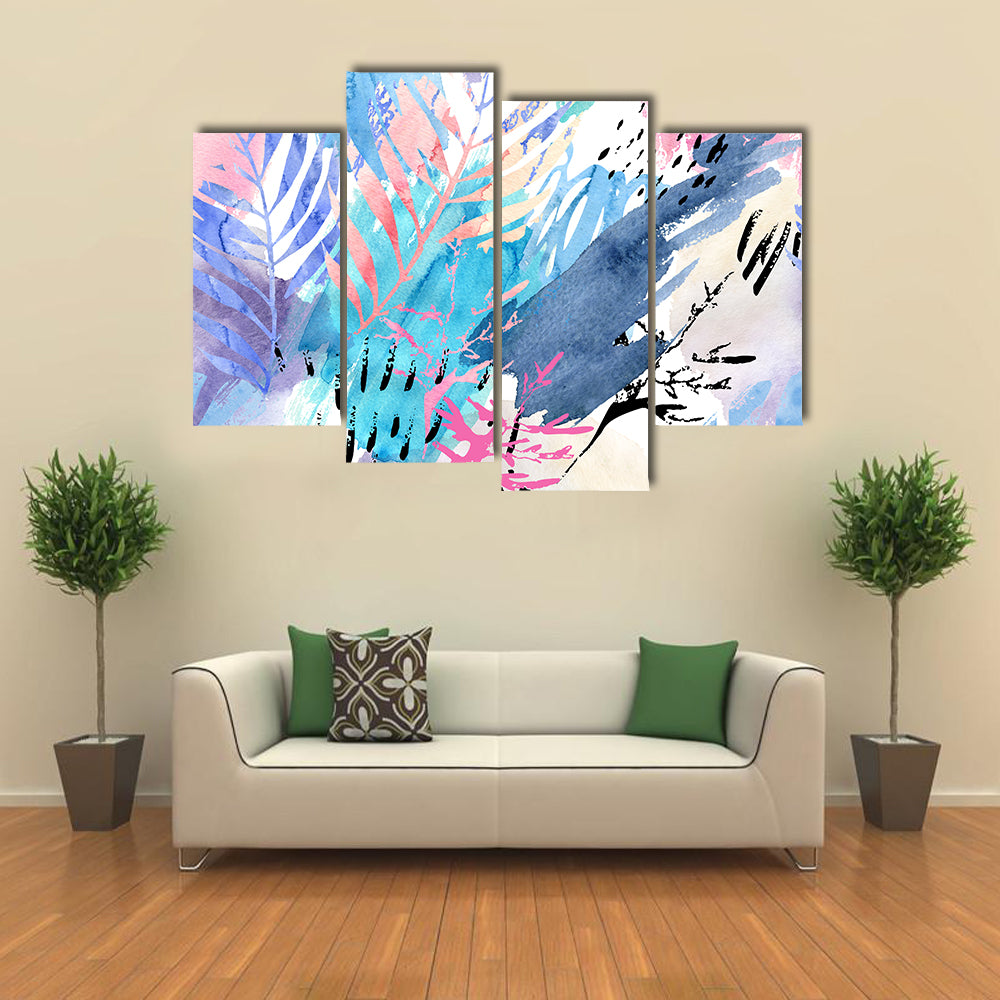 Shabby Tropical Leaves Canvas Wall Art