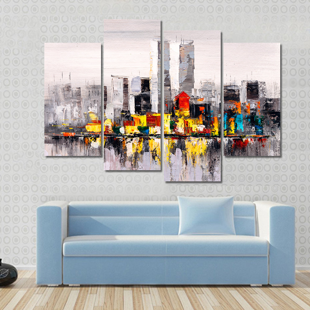 Abstract New York City Skyline with Reflection Canvas Wall Art