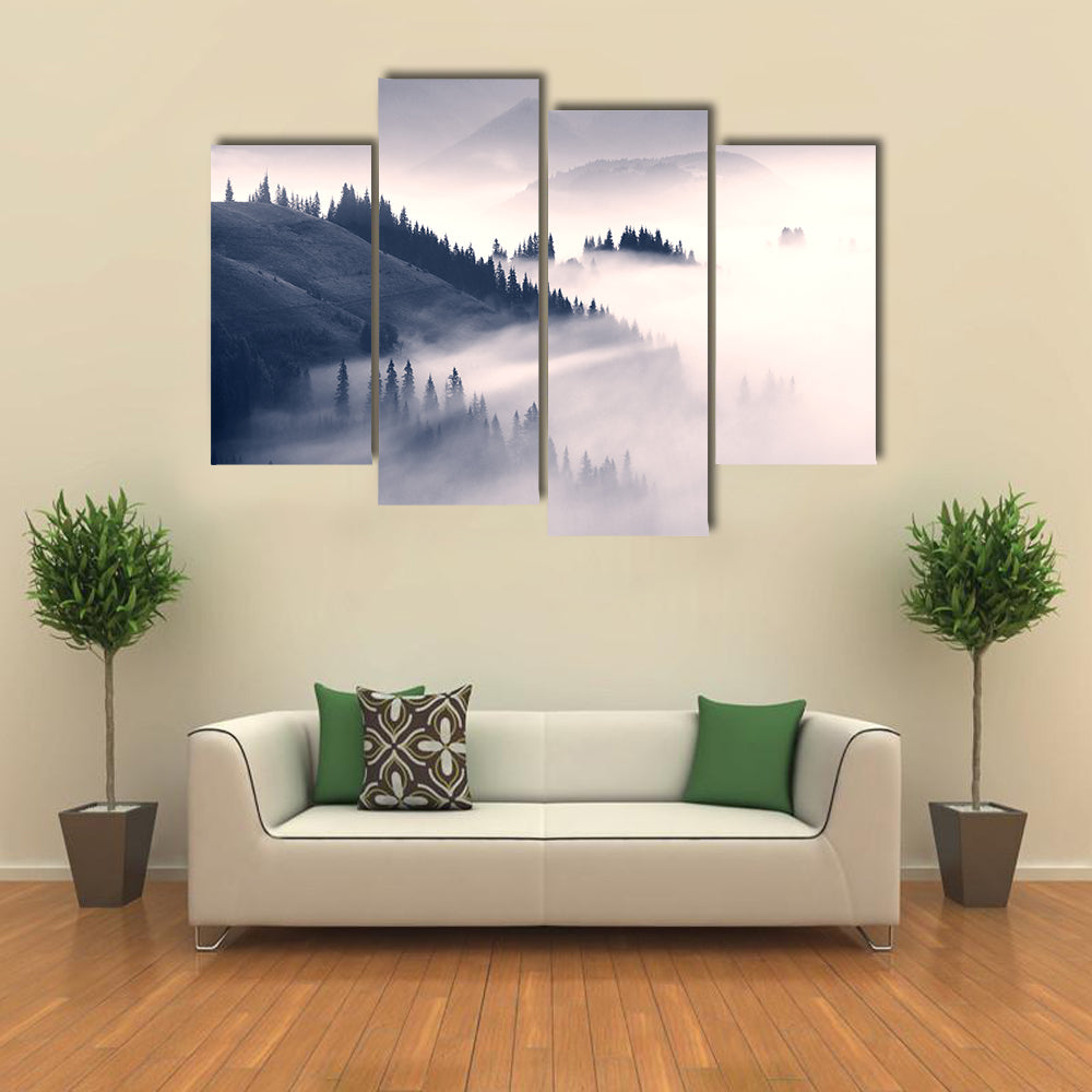 Foggy Carpathians In Ukraine Canvas Wall Art