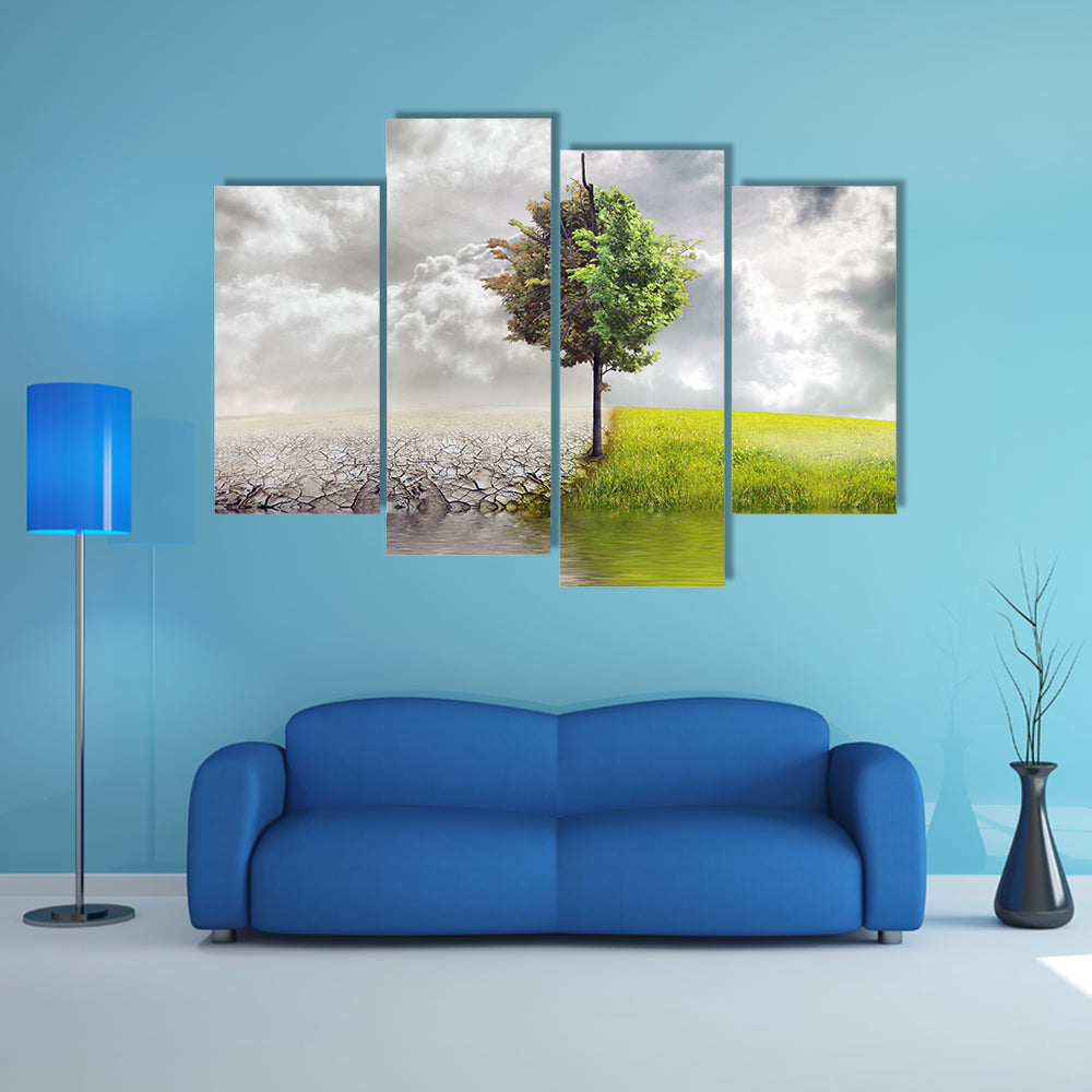 Split Tree Ecology Landscape Canvas Wall Art