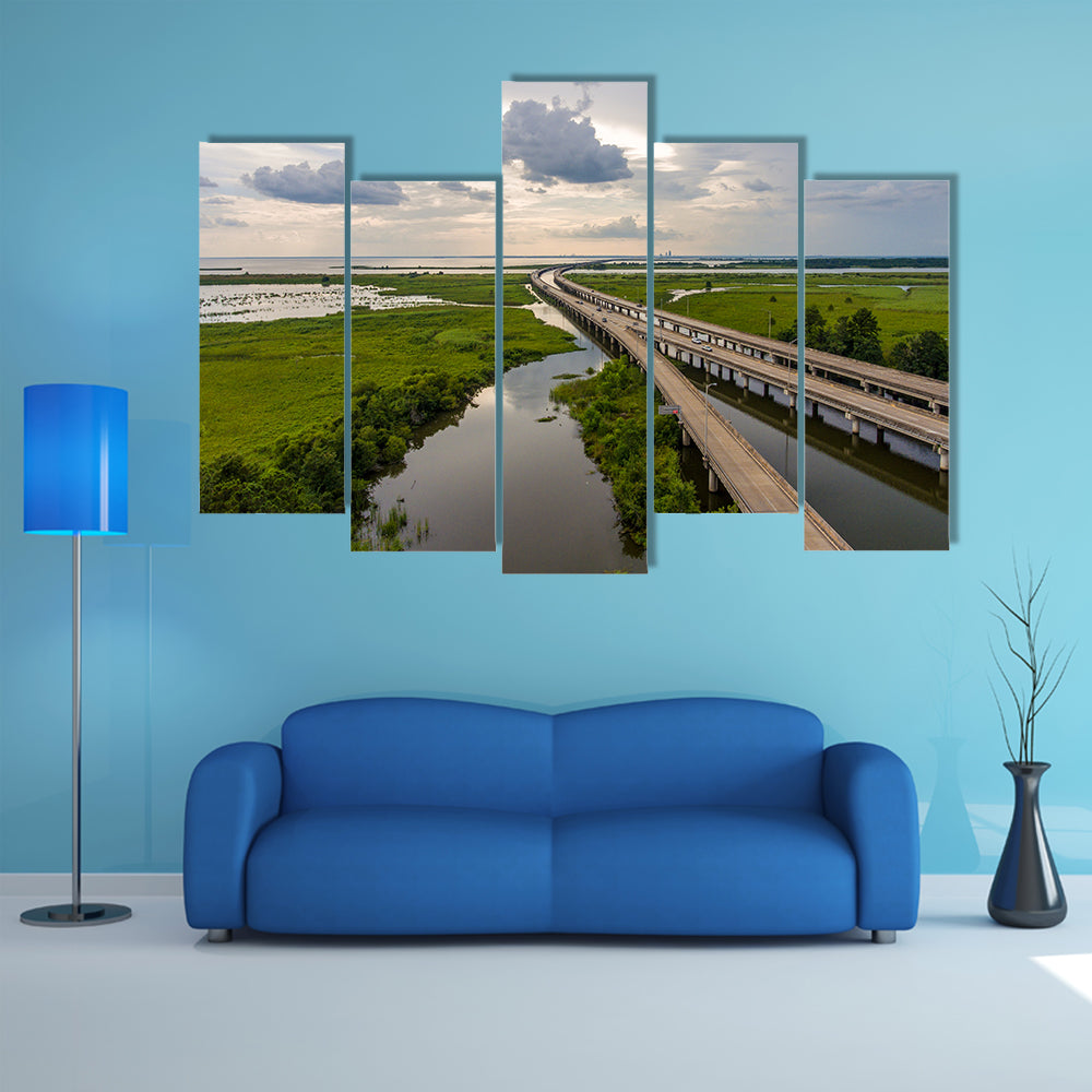 Interstate 10 Bridge Over Mobile Bay, Alabama Canvas Wall Art
