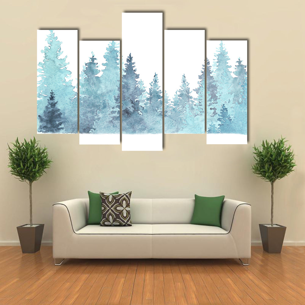 Watercolor Coniferous Forest Canvas Wall Art