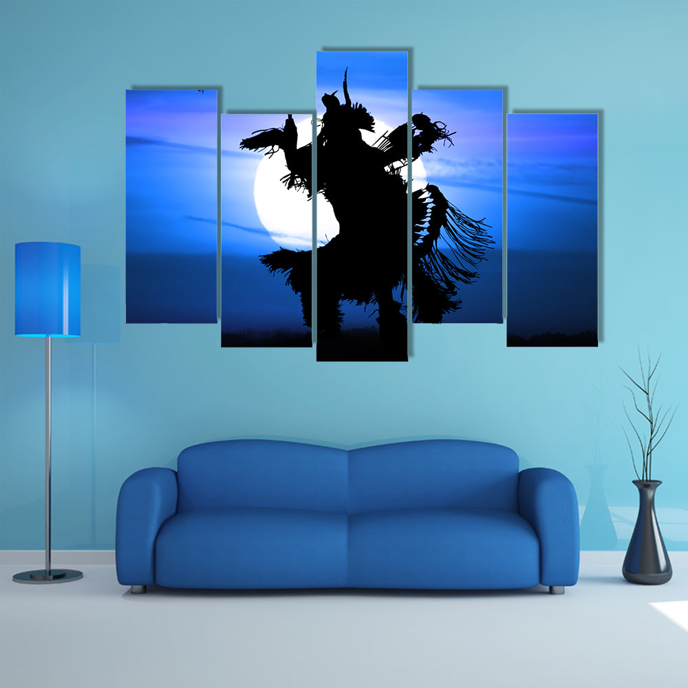 Native American Dancer Silhouette Canvas Wall Art