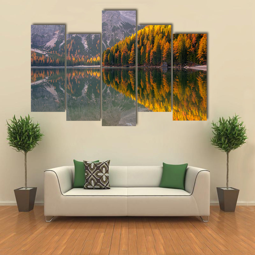 Braies Lake in Autumn Canvas Wall Art