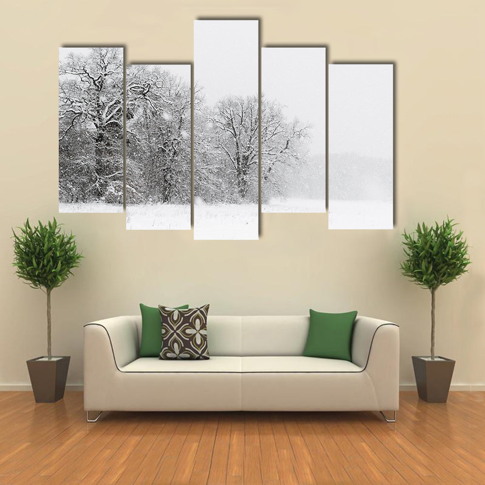 Minimalist Snowy Trees Canvas Wall Art