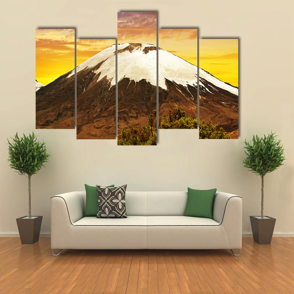 Volcano Parinacota At Sunset In Chile Canvas Wall Art
