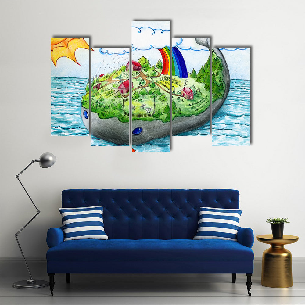 Fairy Tale Whale Island Canvas Wall Art