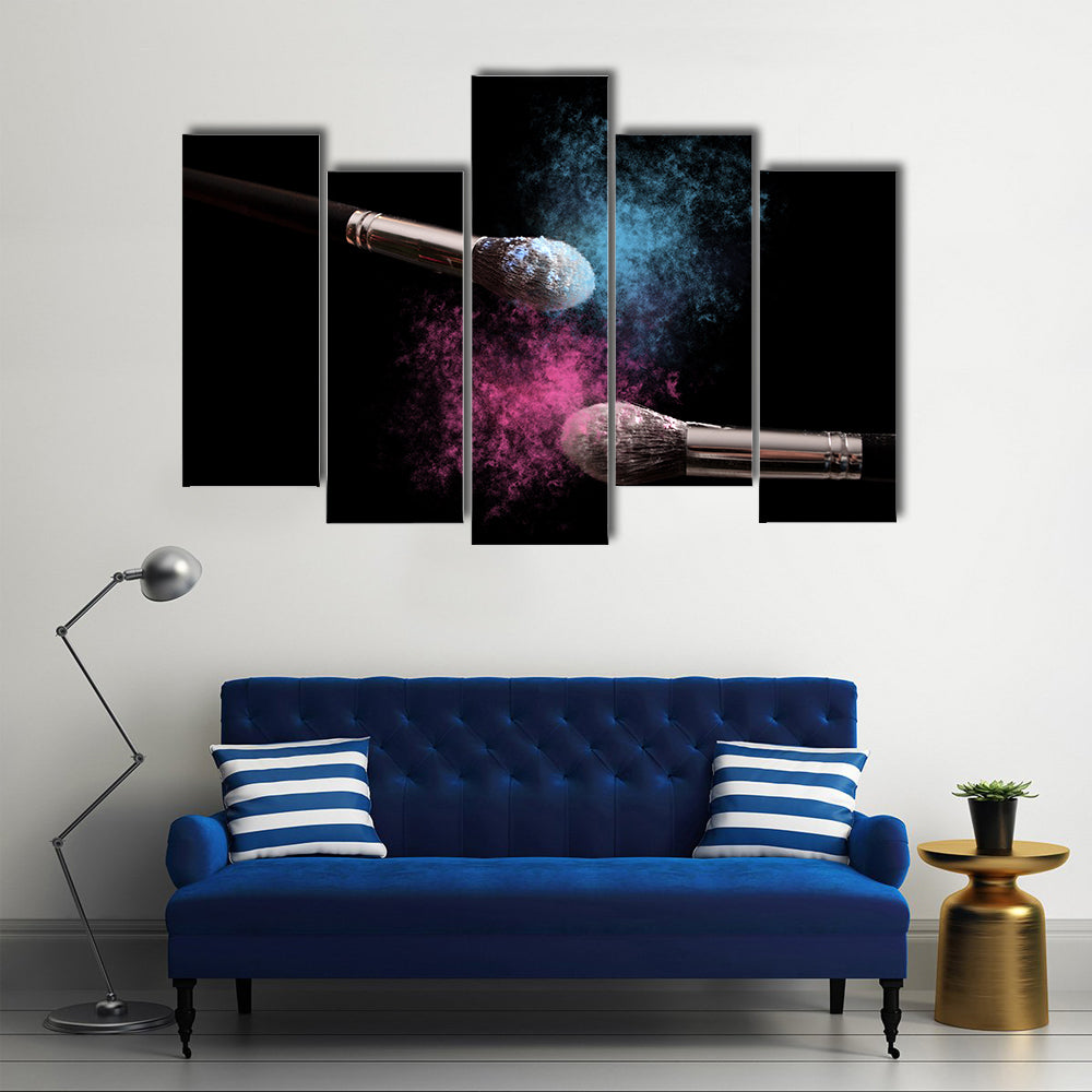Two Makeup Brushes Powder Explosion Canvas Wall Art