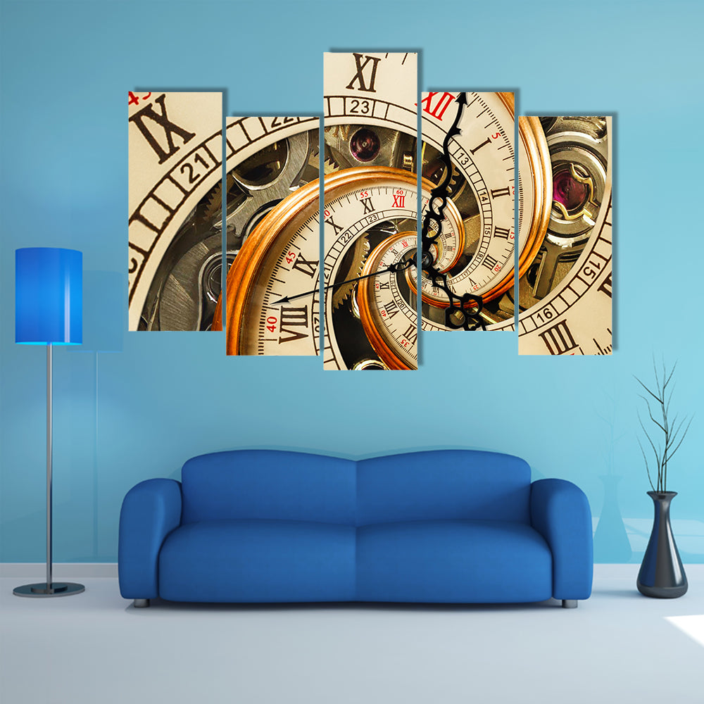 Surreal Antique Old Clock Abstract Canvas Wall Art