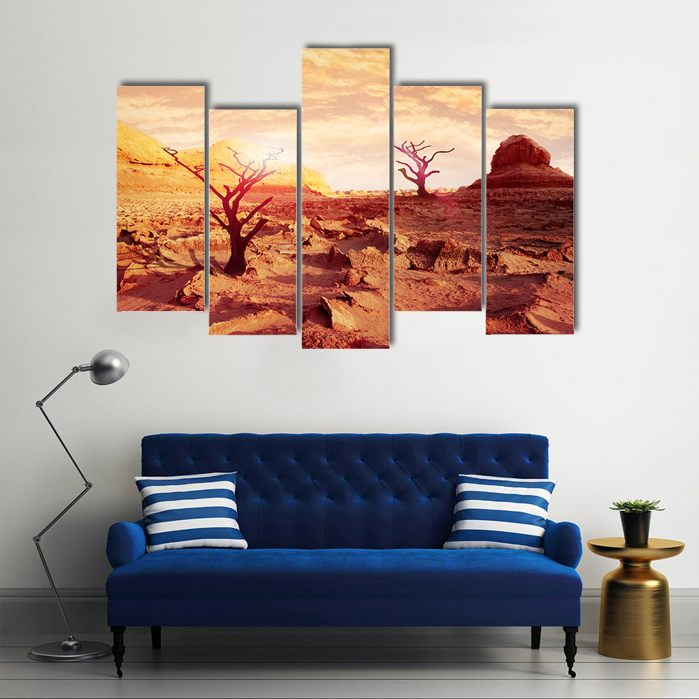 Dry Trees in the Desert Canvas Wall Art