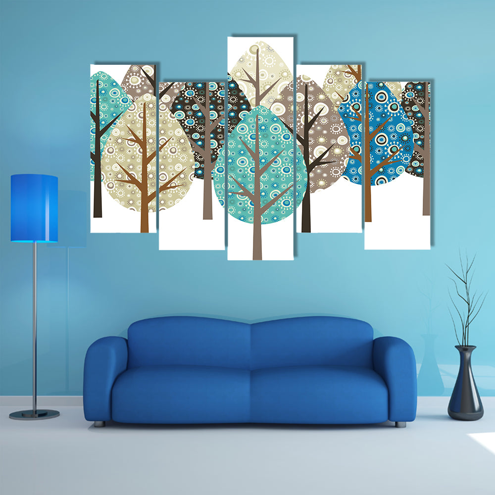 Autumn Patterned Trees Canvas Wall Art