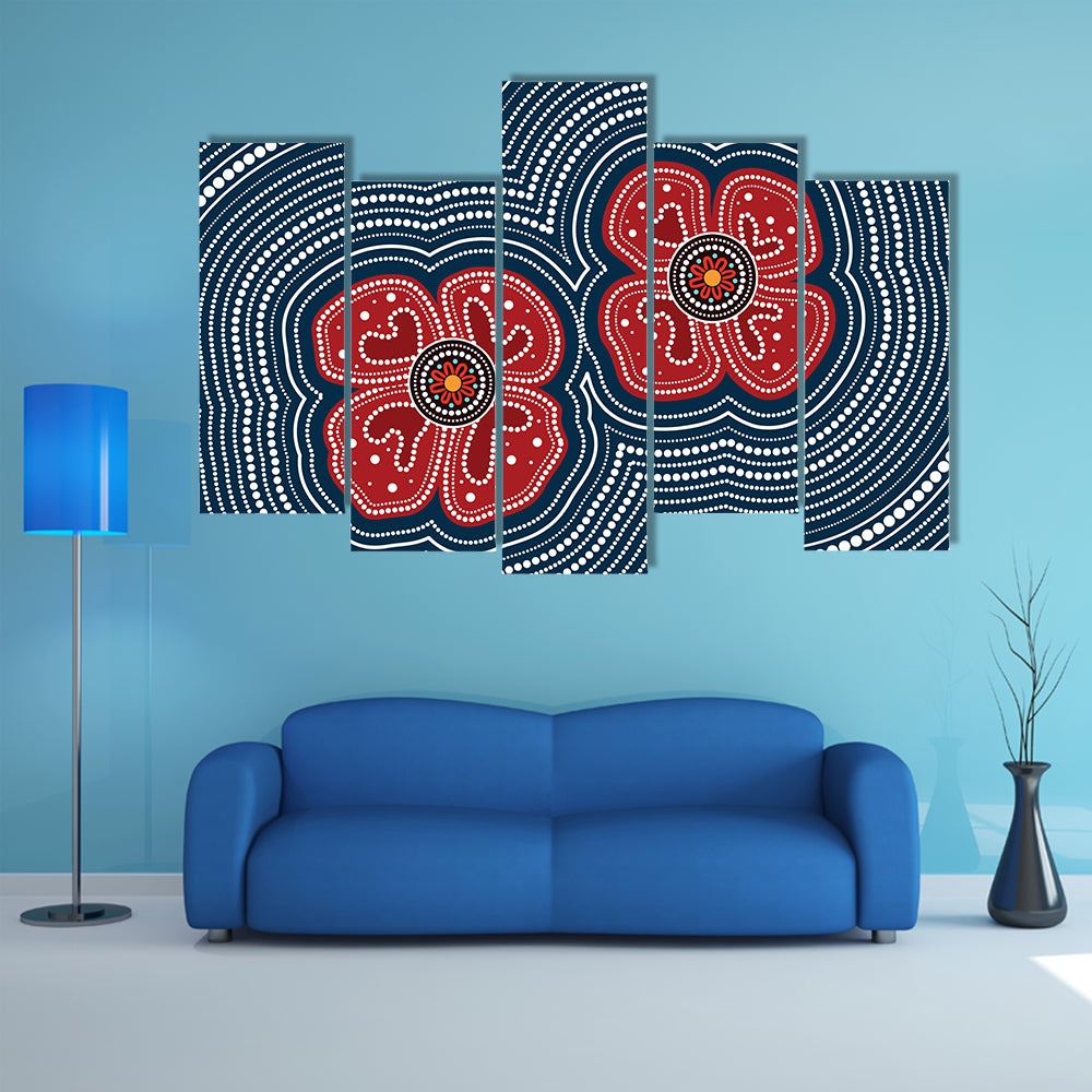 Dotted Red Poppy Flowers Canvas Wall Art