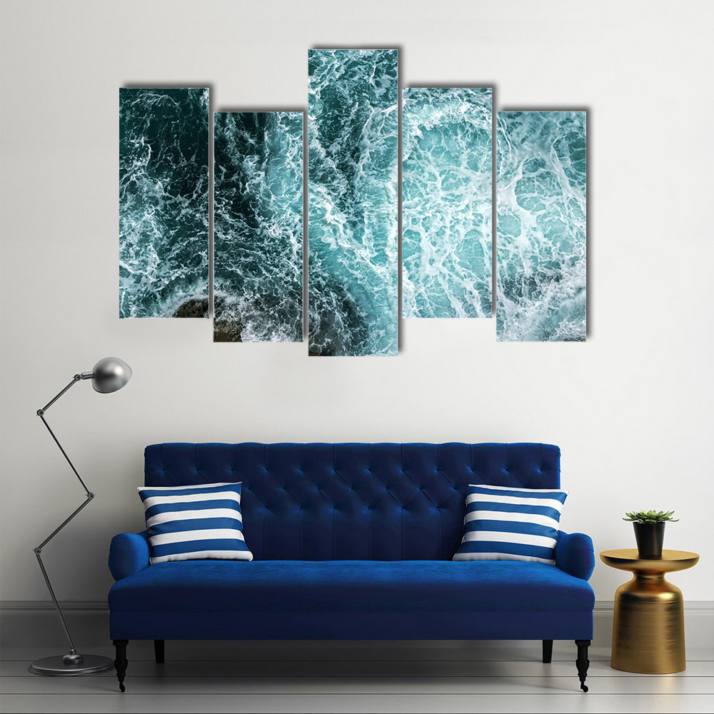 Waves In Blue Ocean Canvas Wall Art