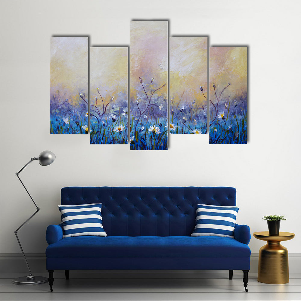 Abstract Daisy Meadow at Dawn Canvas Wall Art