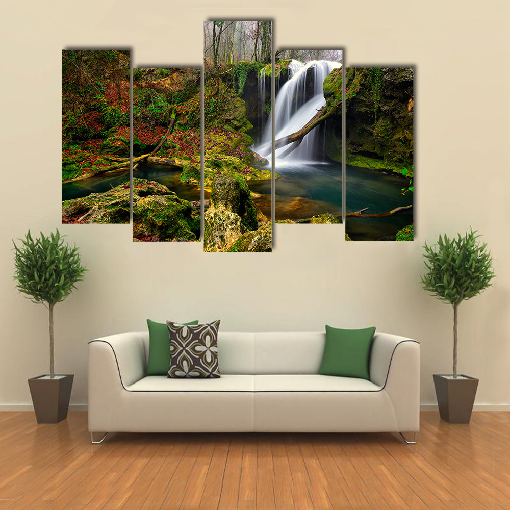 Waterfall In The Forest Canvas Wall Art