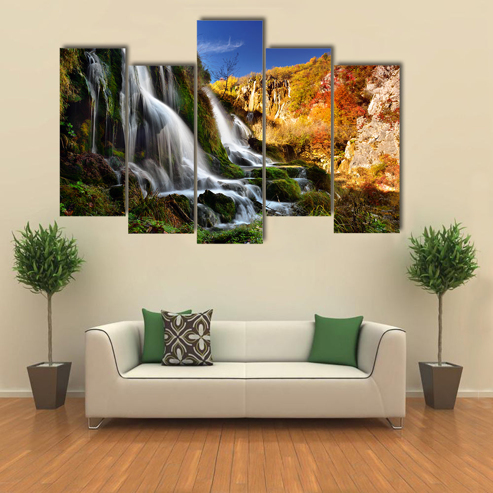 Waterfall In Plitvice Lakes National Park Canvas Wall Art