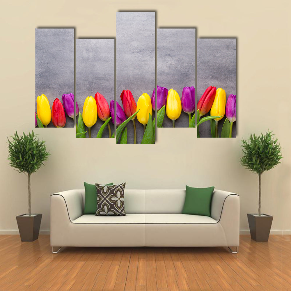 Multicolored Spring Flowers Tulips Canvas Wall Art