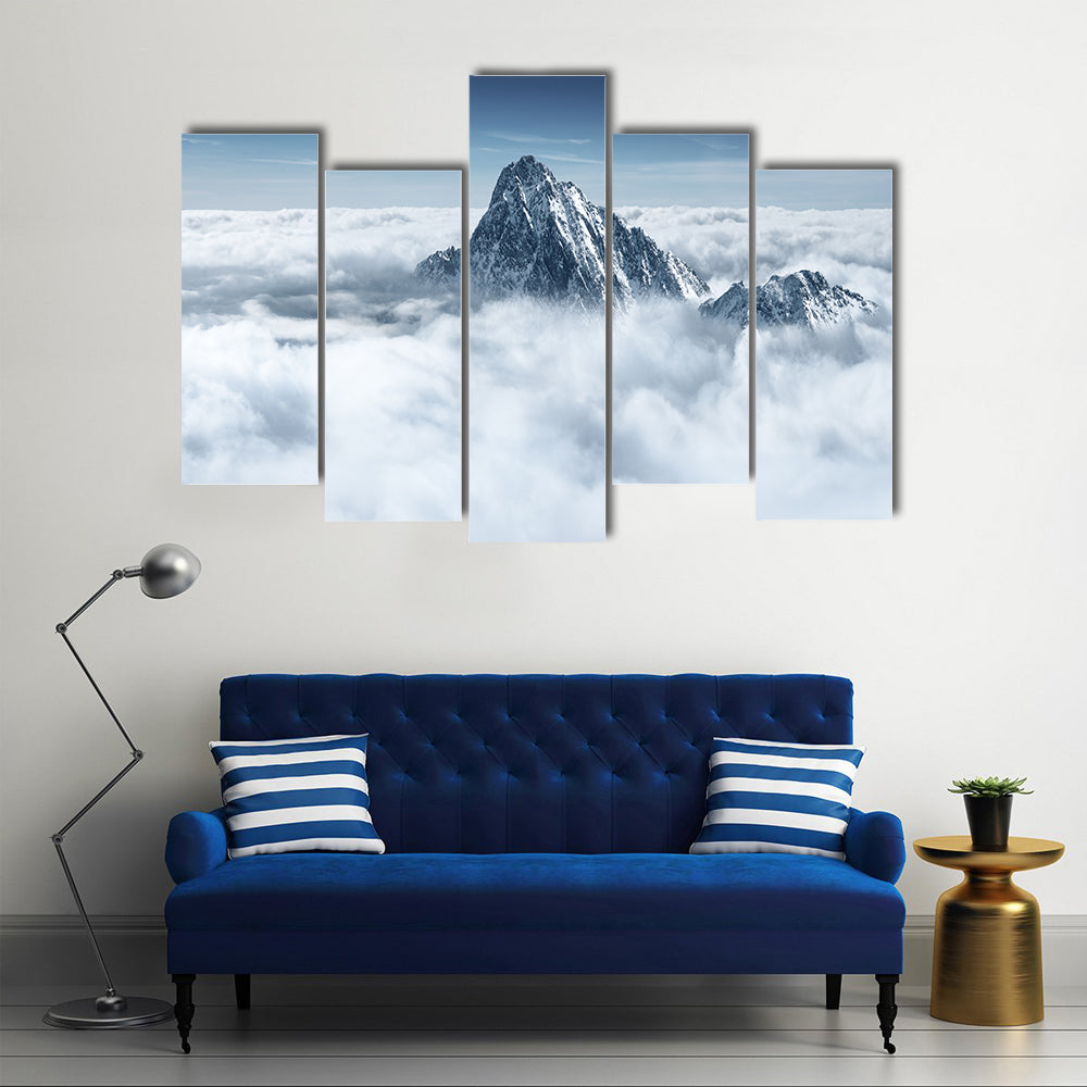 Alpine Mountain In The Clouds Canvas Wall Art