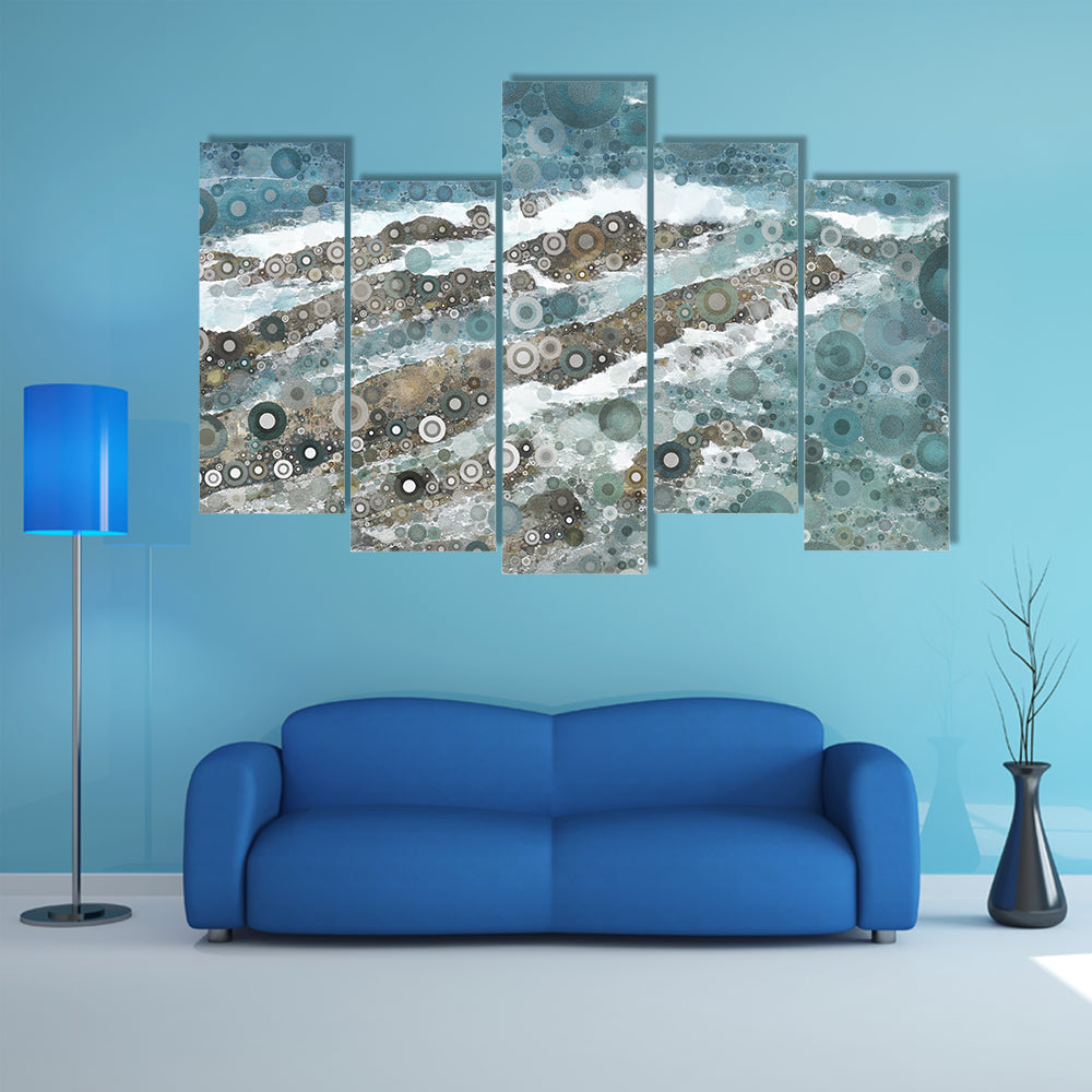 Mosaic Ocean Wave Texture Canvas Wall Art