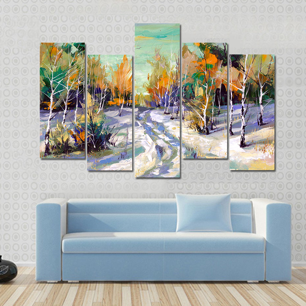 Road To Winter Woods Canvas Wall Art