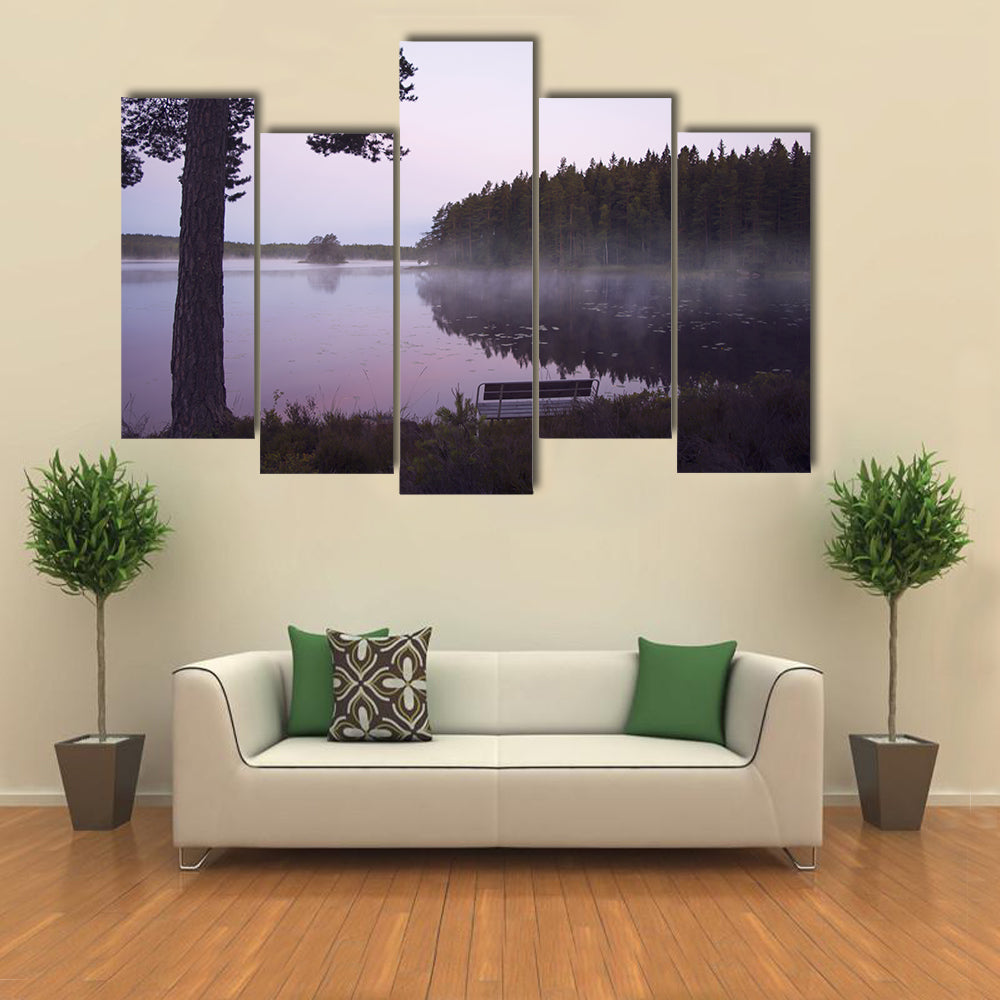 Misty Lake in Sweden Canvas Wall Art
