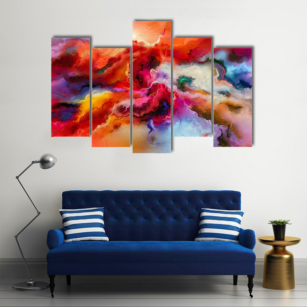 Colorful Hand Drawn Brush Stroke Abstract Canvas Wall Art