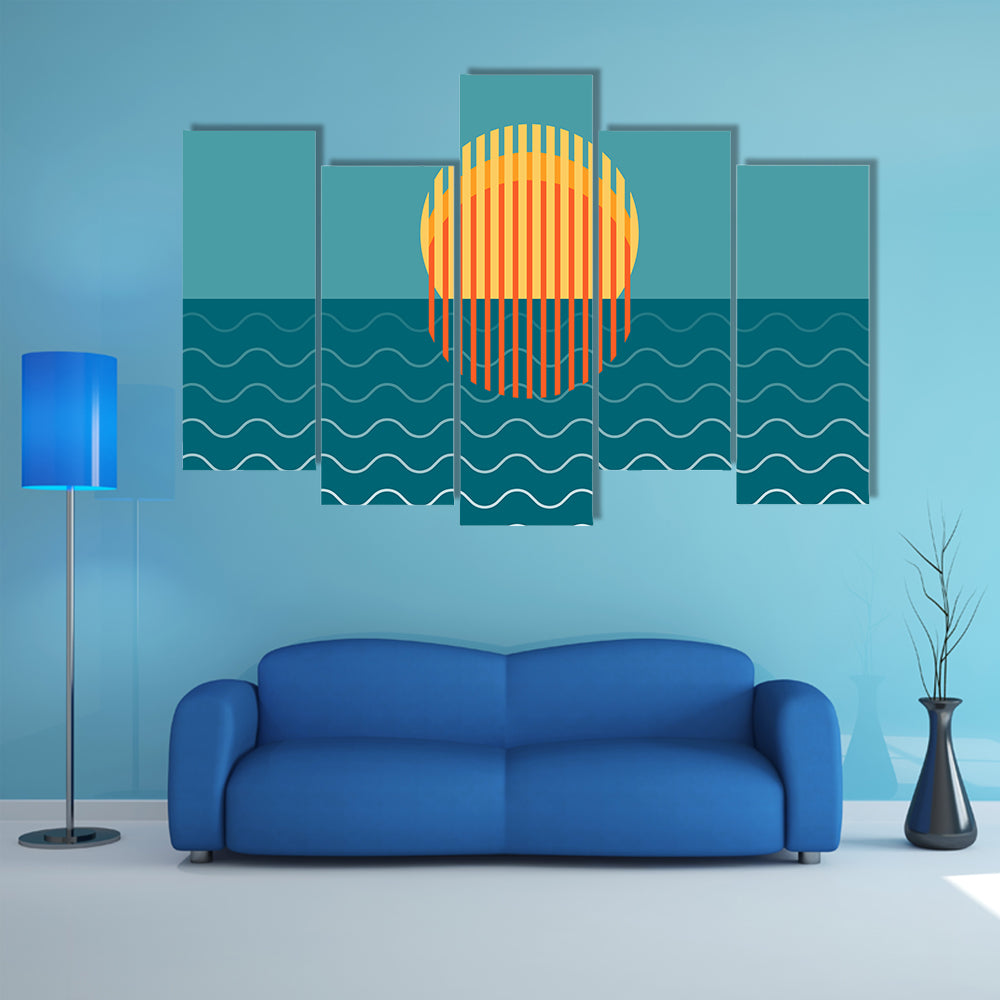 Minimalist Sunset Over Ocean Canvas Wall Art