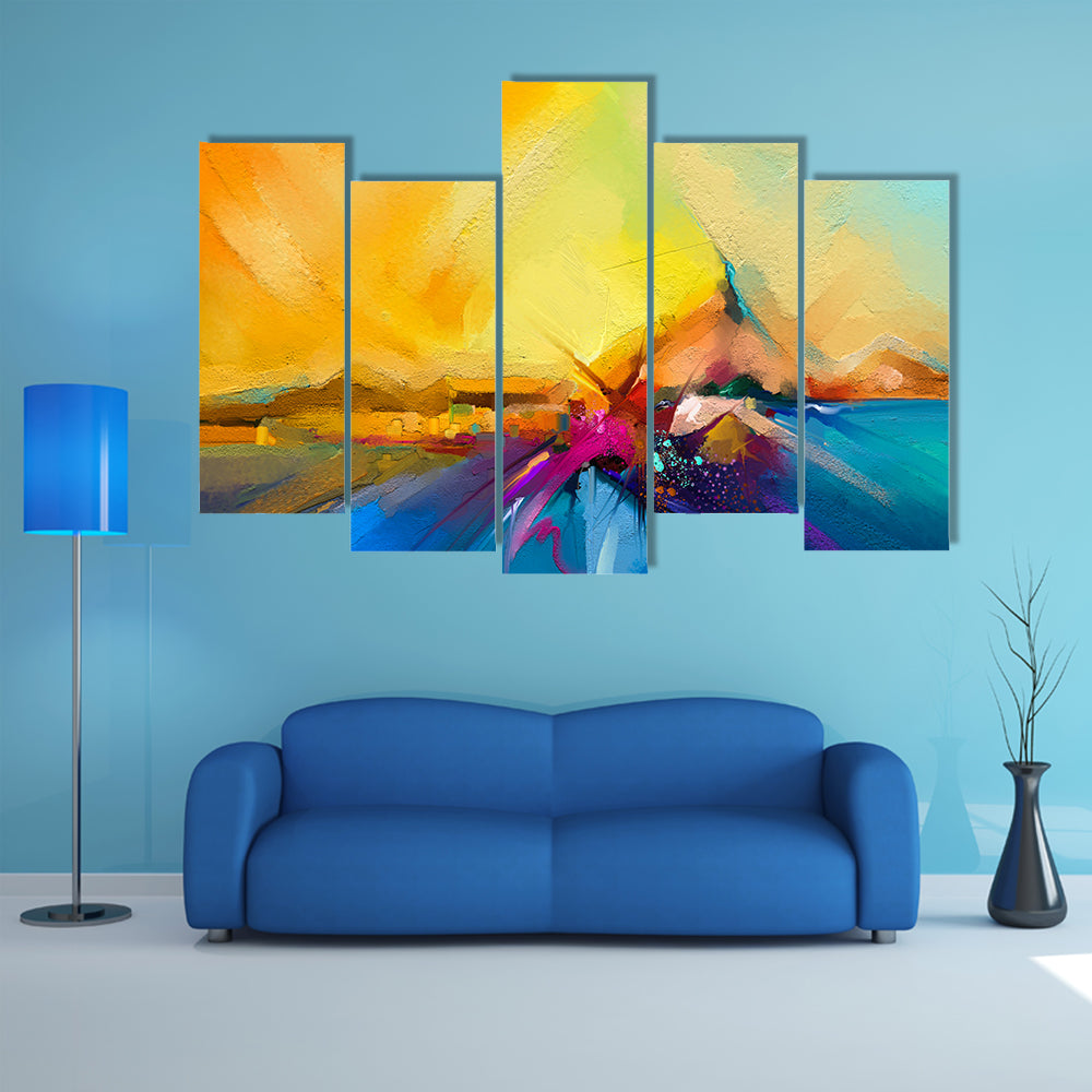 Sail on Sea Abstract Landscape Canvas Wall Art