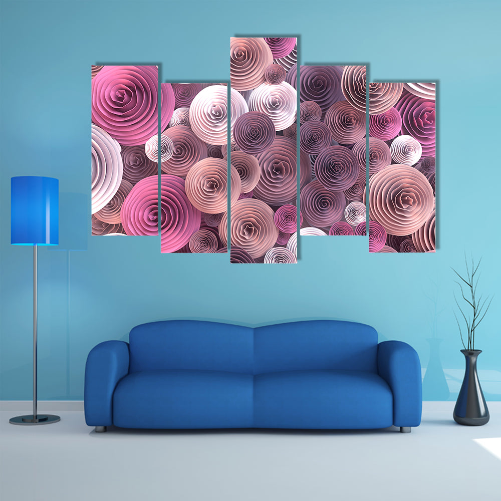 Quilled Paper Roses Abstract Canvas Wall Art