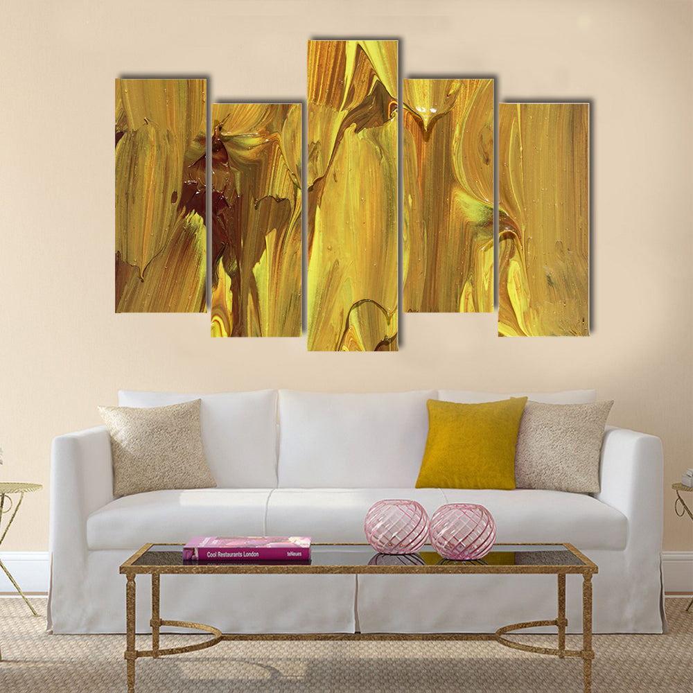 Gold Brushstrokes Abstract Canvas Wall Art