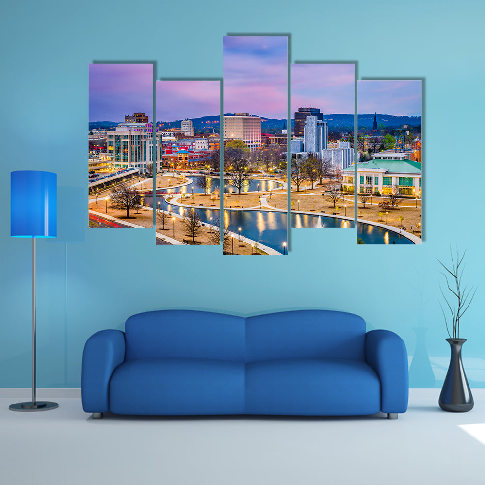 Huntsville Cityscape at Twilight Canvas Wall Art